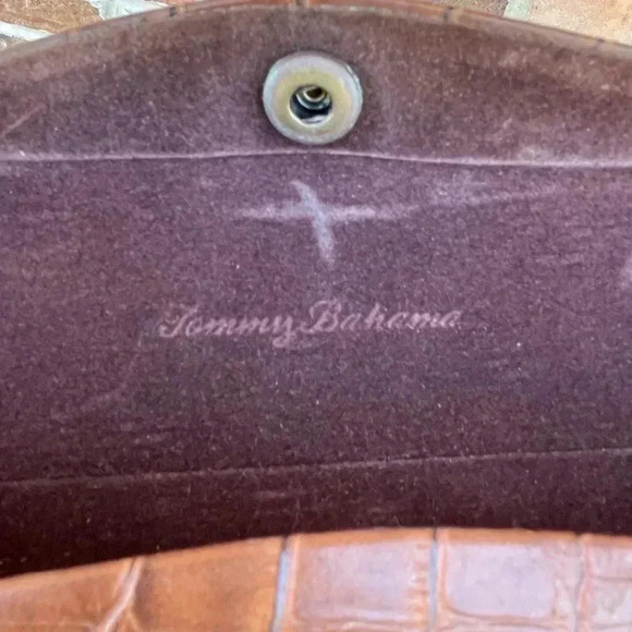 Tommy Bahama Crocodile Alligator Glasses Sunglasses Brown Clamshell Case - Picture 4 of 5